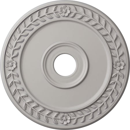 Ekena Millwork Wreath Ceiling Medallion (Fits Canopies up to 6"), 21 1/8"OD x 3 5/8"ID x 7/8"P, Ultra Pure White CM21WRUWF